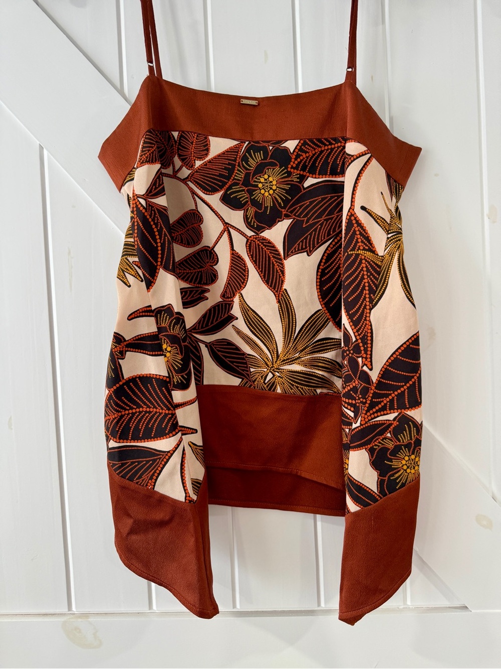 Dkny Floral Asymmetrical Skirt in Rust, Cream & Black
